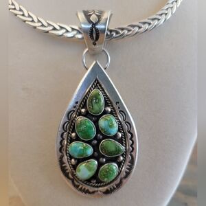 Beautiful Sanoran Gold Turquoise and Sterling Pendant